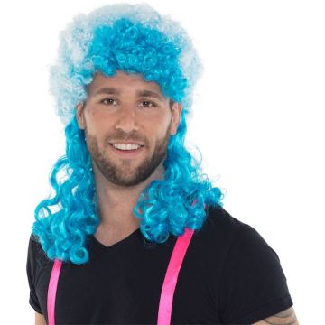 Neon blue afro wig with curls - one size