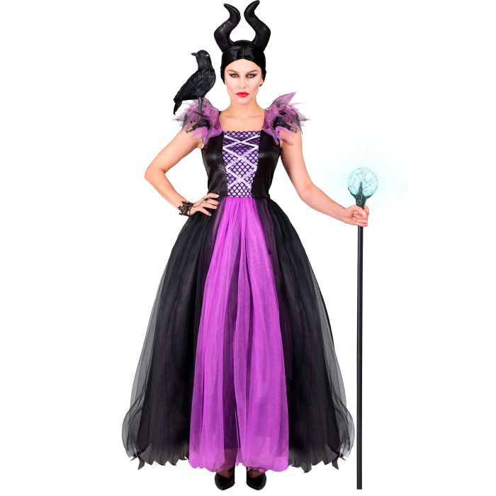 Evil witch costume with horns for ladies