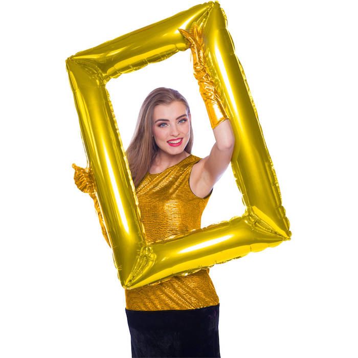 Foil Balloon Photo Frame Gold 85 x 60 cm