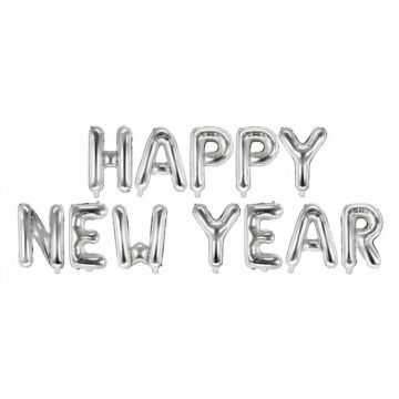 Foil balloon happy new year silver 422x46 cm