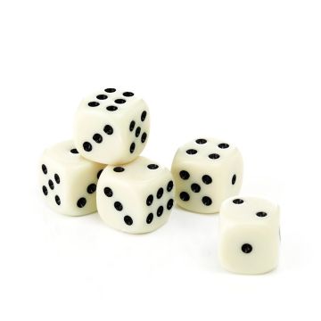 16 mm White Dice 100x Original Size