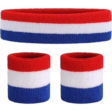 Sweatband set Holland red, white and blue