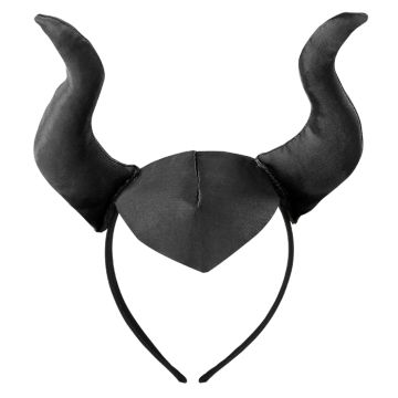 Maleficent fairy tale headband with horn black