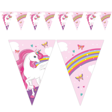Pink unicorn flag garland - 2.3 metres