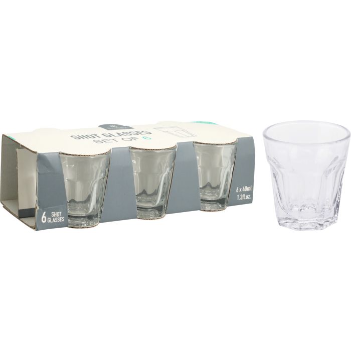 Clear Glass Shot Glasses, Set of 6, 40 ml