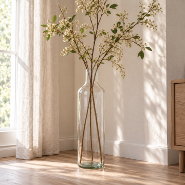 Vase in recycled glass with narrow neck, approx. Ø 15 x H 53 cm
