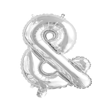 ampersand foil balloon metallic silver 41 cm 