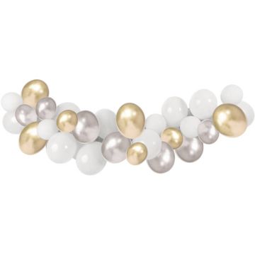 Balloon arch in silver, gold and white - 3 meters
