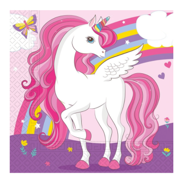 Pink unicorn napkins 20x - 33x33 cm