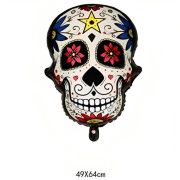 Inflatable Day of the Dead skull with star motif