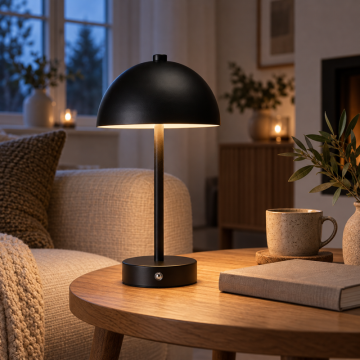 Rechargeable Table Lamp in Black Metal approx. 31 cm