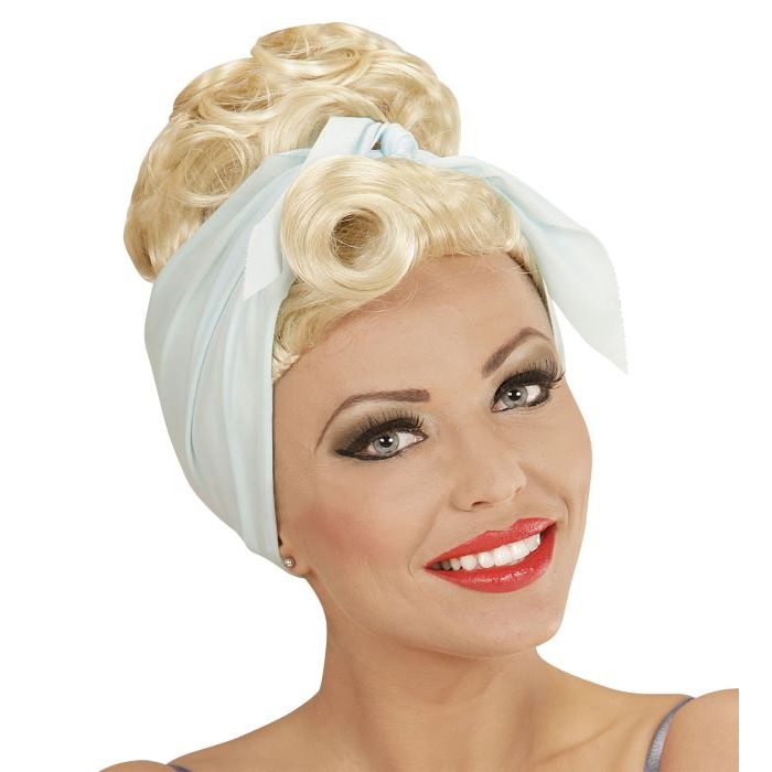 Blonde 50s wig with headscarf