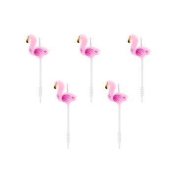 Flamingo birthday candles 5x - 3 cm