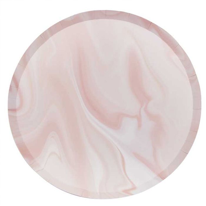 Pink Marbled Plates 8x - 25 cm