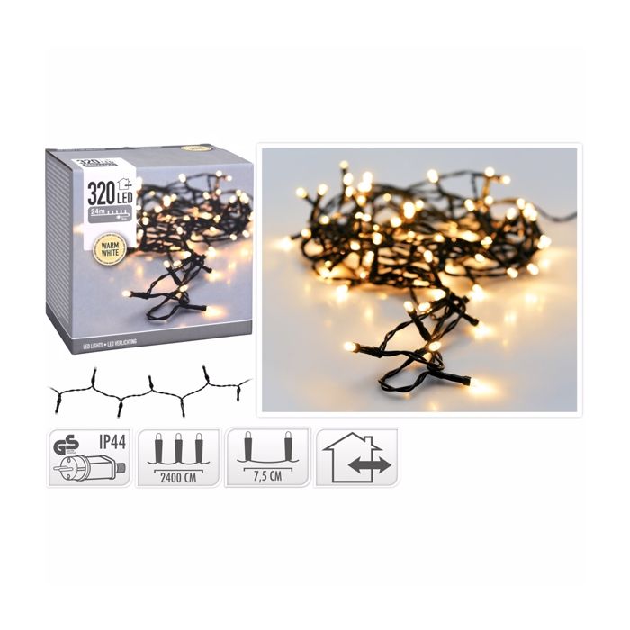 LED string lights 320 LED Warm white with plug - 24 m