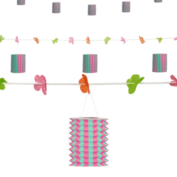 Pink/green lantern flower garland - 3 metres