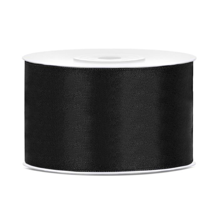 Black satin ribbon - 38 mm x 25 m