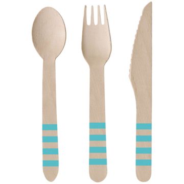 Wooden Cutlery Blue 24x - 16 cm