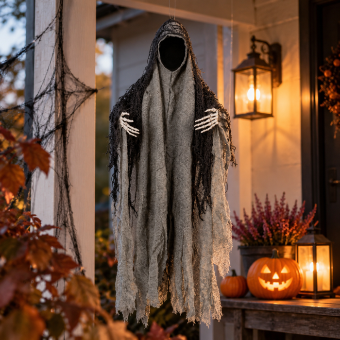 Faceless Halloween ghost black - 46 cm