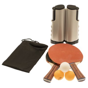 Table tennis set with adjustable net, 2 paddles and 4 balls 