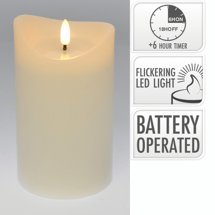 LED block candle white - 9x9x15 cm