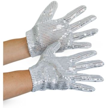 Silver glitter gloves for children - one size