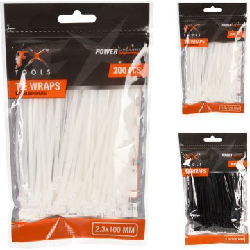 Nylon Cable Ties, 2.3 x 100 mm, 200 pcs