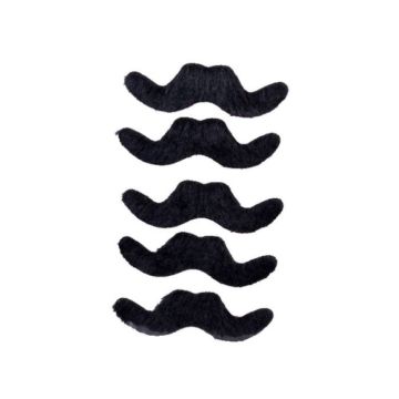 Black Mexican self-adhesive moustache - 5x