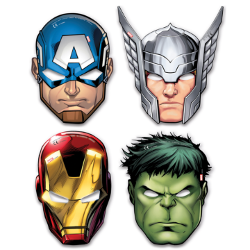 Avengers® Cardboard Masks 6 pcs - 15x22 cm