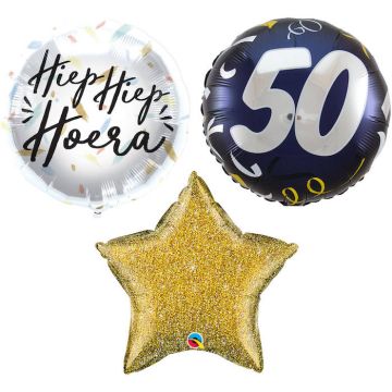 50th birthday balloon bouquet 3x – 45 cm