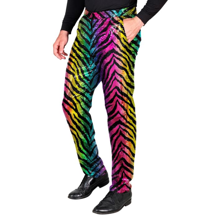 Rainbow Tiger Print Sequin Trousers