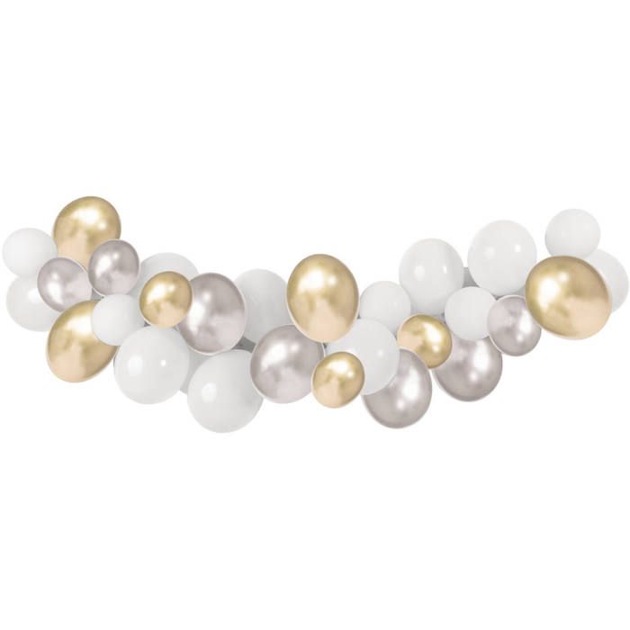 Balloon arch in silver, gold and white - 3 meters