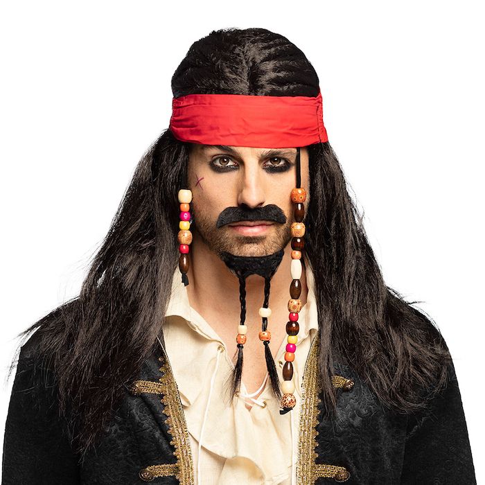 Pirate wig black hair - onesize