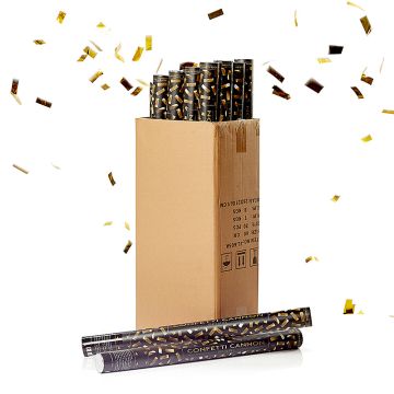 Gold confetti tubes 80 cm PartyVikings 40x - Metallic Rectangular