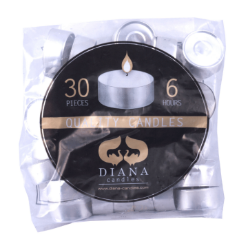 Tealights white 30x - 6 hours