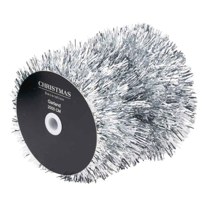 Silver tinsel garland - 20 metres