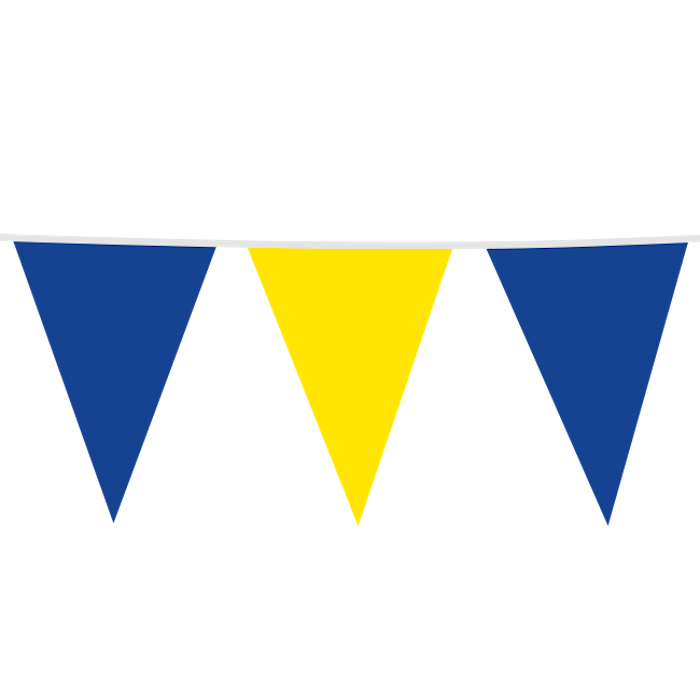 Blue and Yellow Pennant Garland - Flag 30 x 45 cm - 10 metres