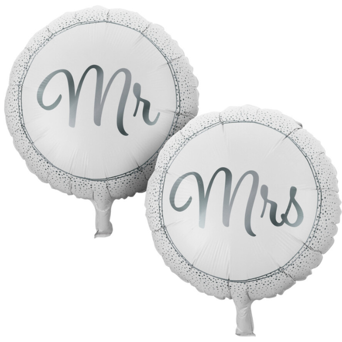 Mr. and Mrs. silver foil balloons 14 cm - 2x