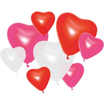 Heart-shaped balloons in pink, red, and white 8x 