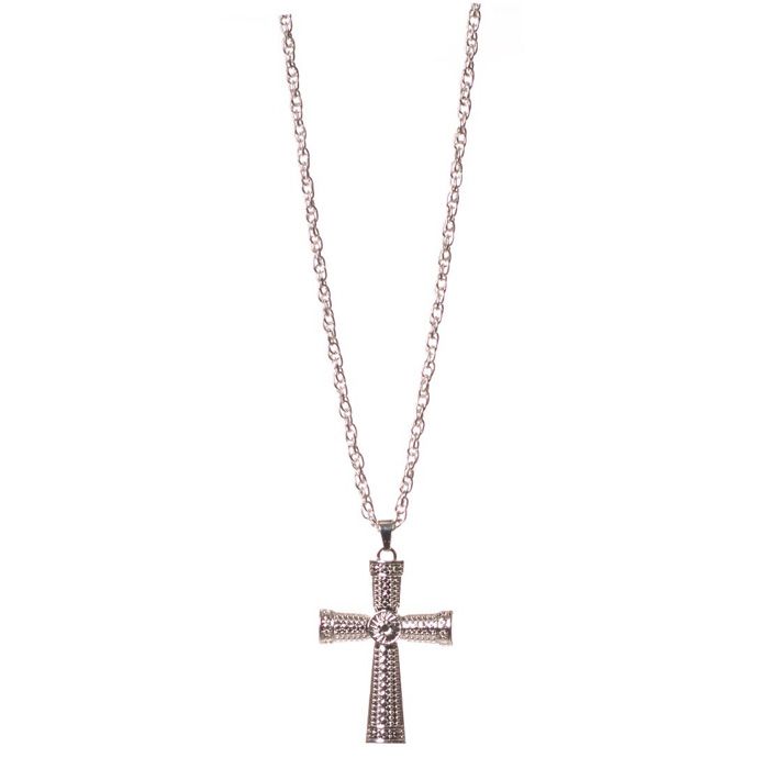 Detailed silver cross necklace