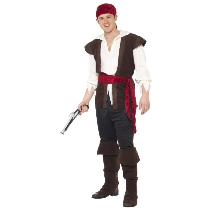 Pirate costume in brown and white 