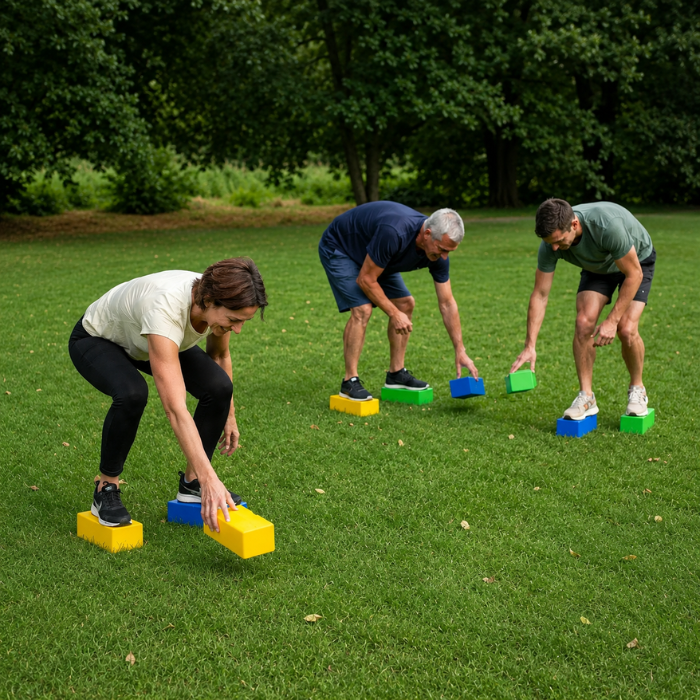 Team game for relay races with building blocks 9x - non-slip blocks for indoor and outdoor play