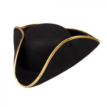 Black Pirate Hat with Gold Trim