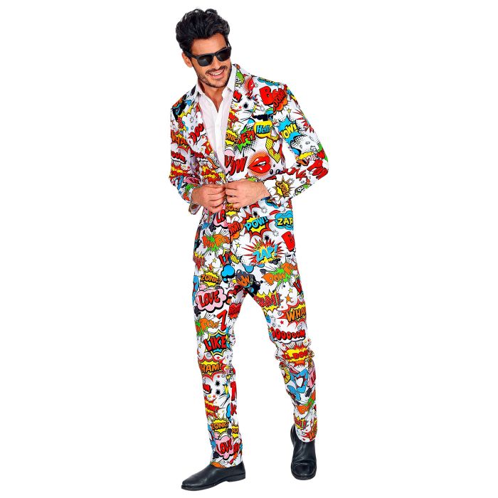 Colourful Suit with Comic Print