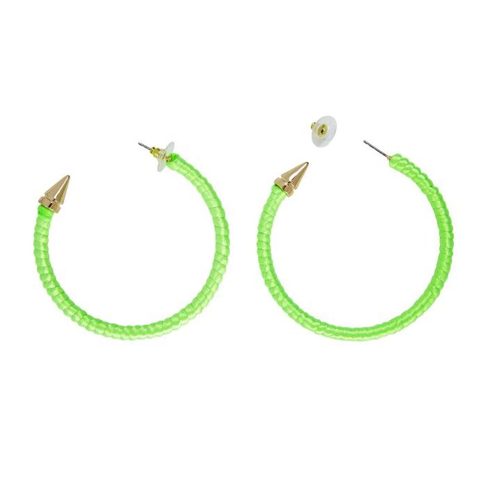 80s hoop earrings green - one size