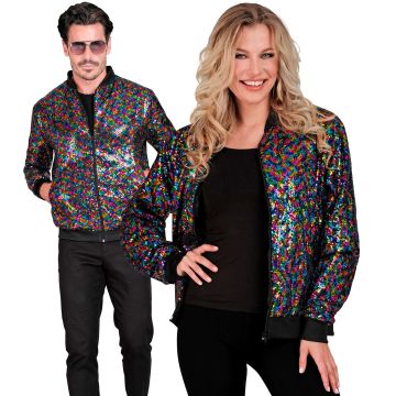 Sequin bomber jacket in rainbow colours