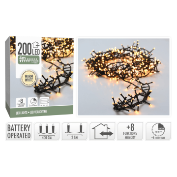 LED Fairy Light Chain 200 LED Warm White with Plug - 4 m
