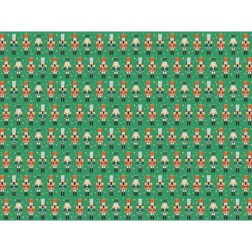 Green wrapping paper with nutcracker motifs - 200x70 cm