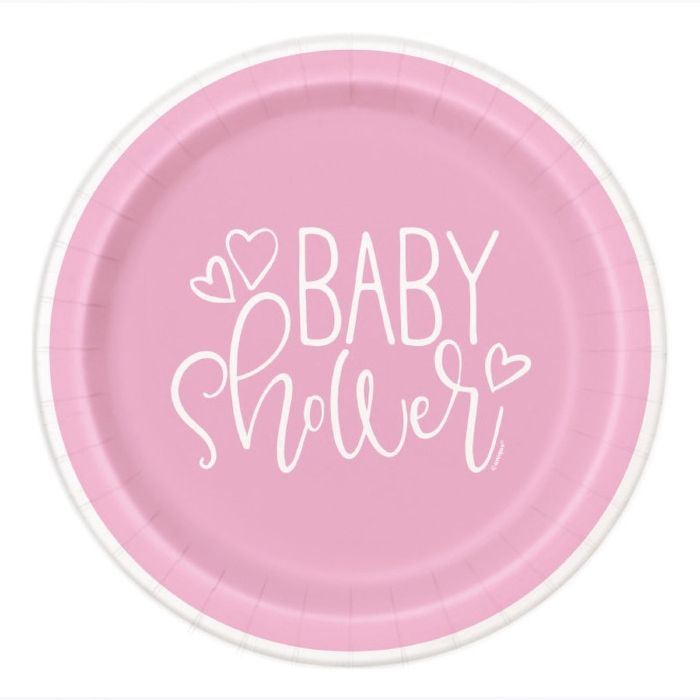 Baby Shower Paper Plates Pink Girl 8x