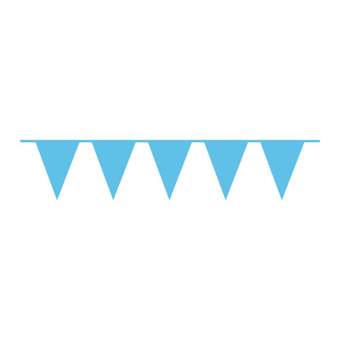 Light Blue Plastic Flag Garland - 10 meters